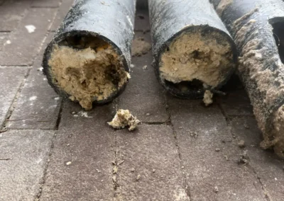 Verstopping door kalk en vet in oude afvoerbuizen